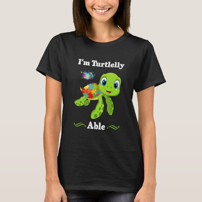 Camiseta Eu sou Turtlelly Autismo Consciência (Frente)
