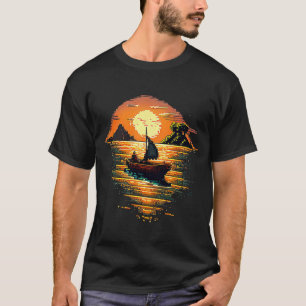 Camiseta Eu sou um anjo com um barco e vou pescar arte de p