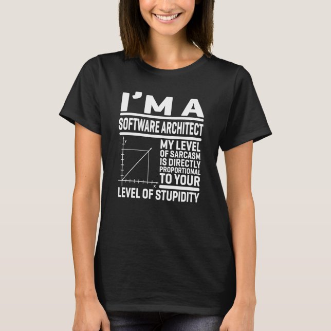 Camiseta Eu sou um arquiteto de software Meu nível de sarca (Frente)