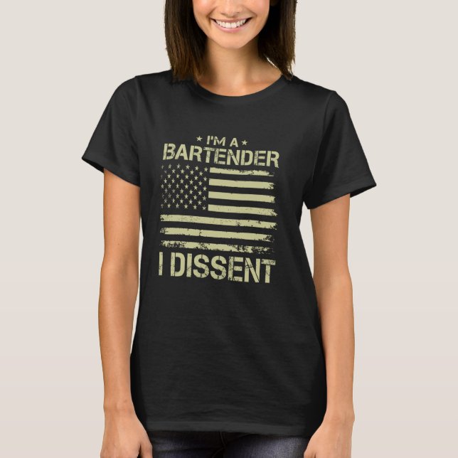 Camiseta Eu sou um BARTENDER Eu Discordo de Bandeira Americ (Frente)