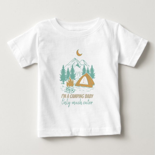 Camiseta Eu sou um bebê acampado - família bonita acampando (Frente)