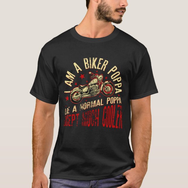 Camiseta Eu sou um Biker Poppa impressão Engraçado Presente (Frente)