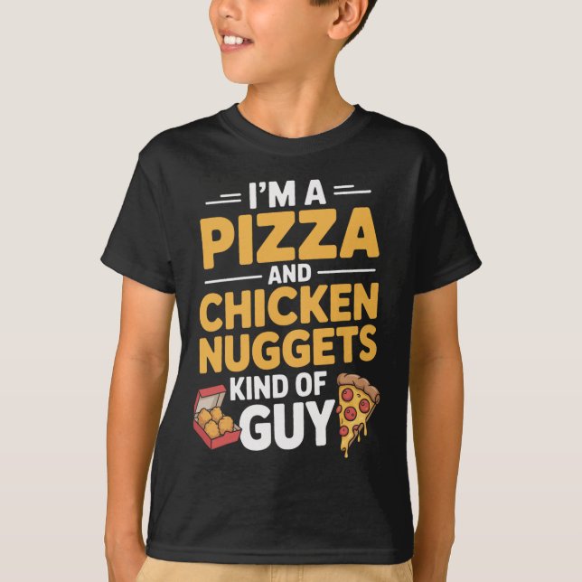 Camiseta Eu Sou Um Cara de Pizza e Nuggets de Frango Lanche (Frente)