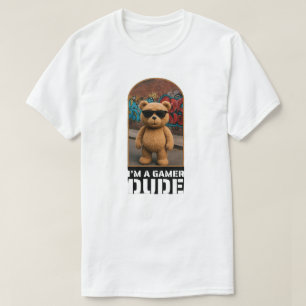 Camiseta Eu Sou Um Cara Gamer Arte de Urso Teddy Legal