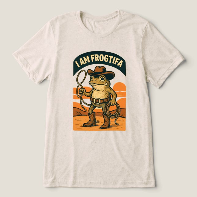 Camiseta Eu Sou um Cowboy Frogtifa – Meme de Sapo Engraçado (Design frontal)