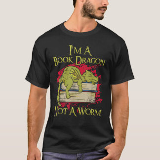 Camiseta Eu sou um Dragão de Livro Não Um Verme Engraçado C