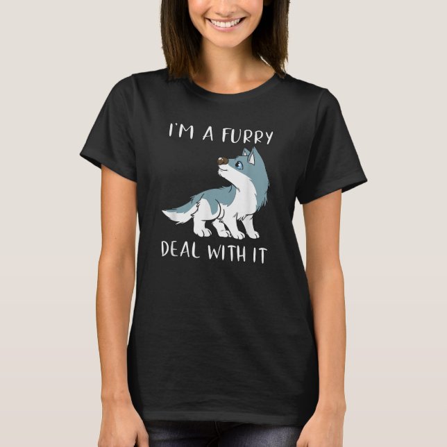 Camiseta Eu Sou Um Furries Lidar Com Isso Fandom Fofo De Fu (Frente)