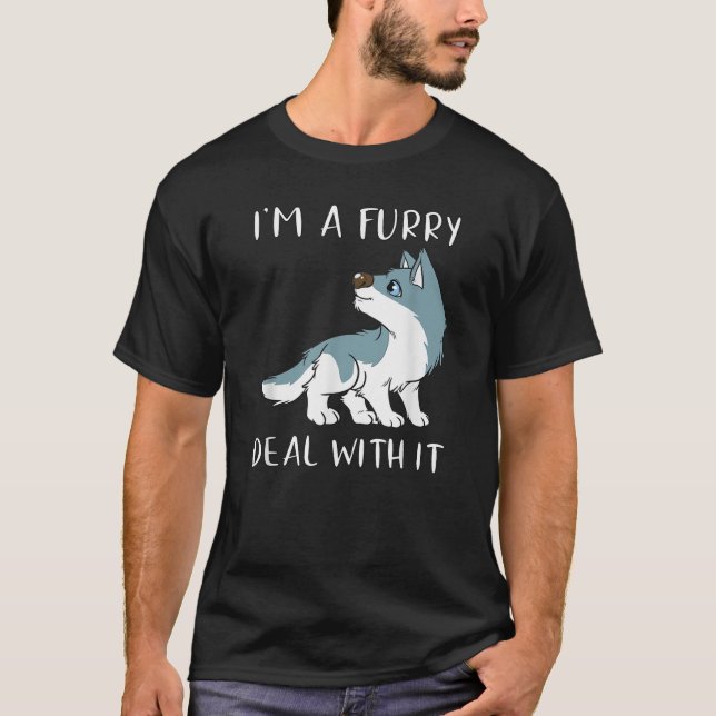 Camiseta Eu Sou Um Furries Lidar Com Isso Fandom Fofo de Fu (Frente)