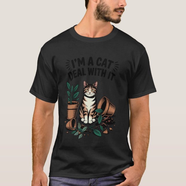 Camiseta Eu Sou Um Gato Lide Com Isso Sofá De Gato Plantas  (Frente)
