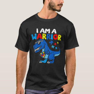 Camiseta Eu Sou Um Guerreiro Autismo Família Dinossauro Con