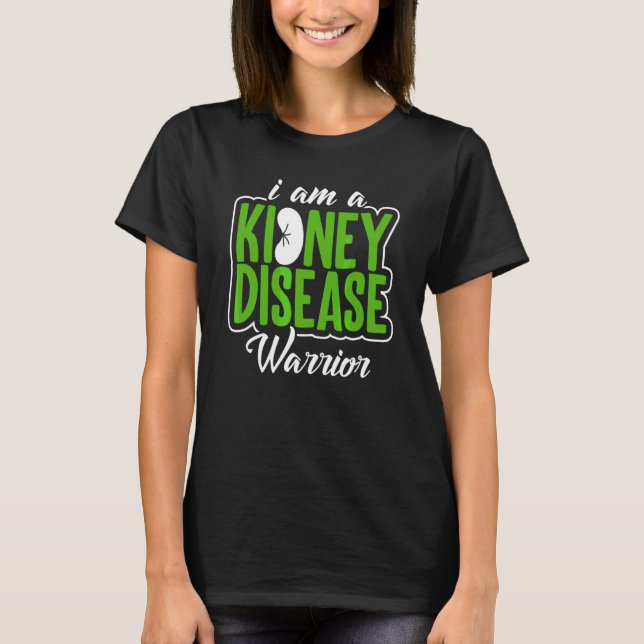 Camiseta Eu sou um guerreiro de doença renal Rim verde Fita (Frente)