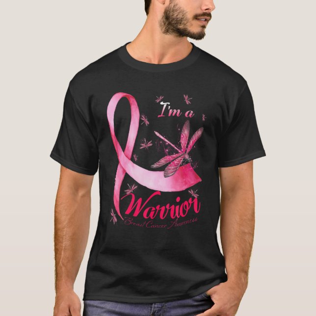 Camiseta Eu sou um guerreiro Dragonfly Cancer Consciência (Frente)