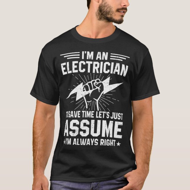 Camiseta Eu sou um instalador elétrico para economizar temp (Frente)