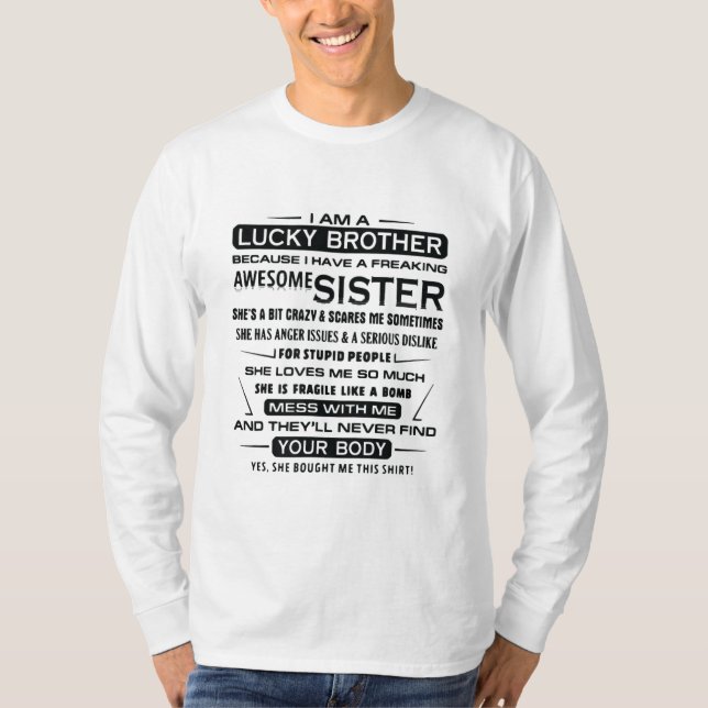 Camiseta Eu Sou Um Irmão Sortudo Presente Para Irmão (Frente)