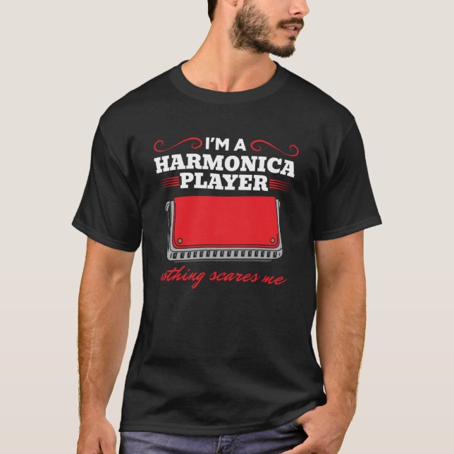 Camiseta Eu sou um jogador Harmonica Nada me assusta Harmon (Frente)