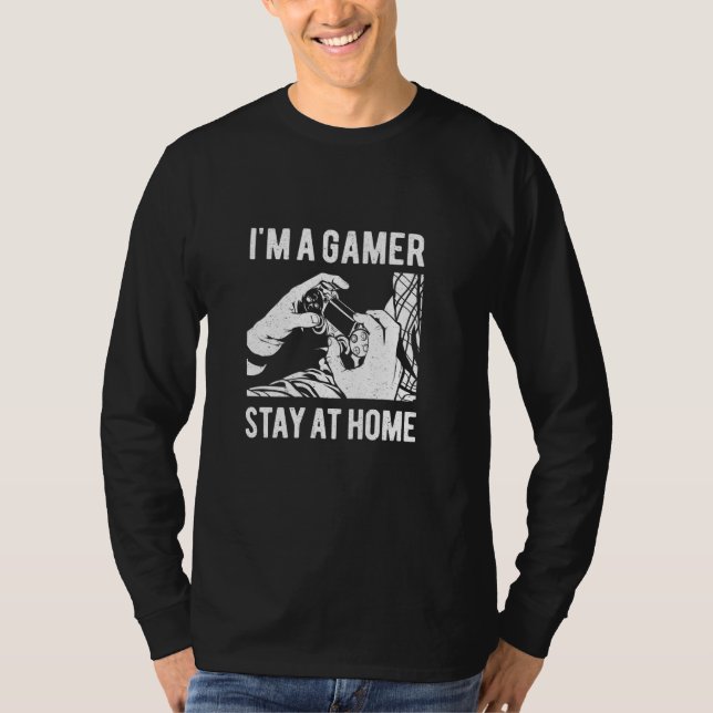 Camiseta Eu sou um jogador que fica em casa - Joystick do c (Frente)