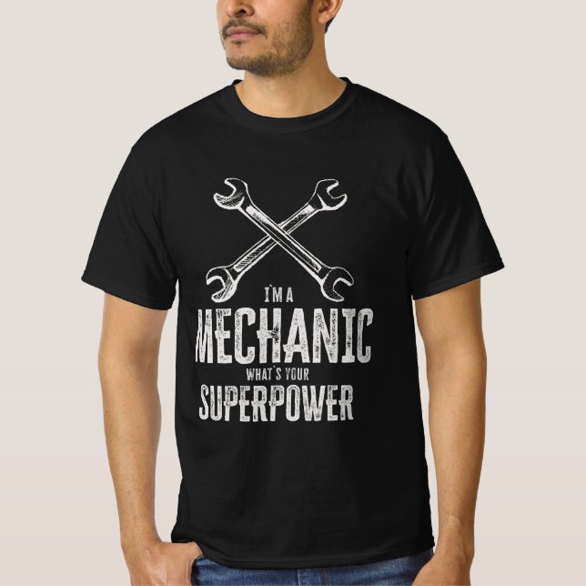 Camiseta Eu sou um mecânico, qual é o seu super poder Engra (Frente)