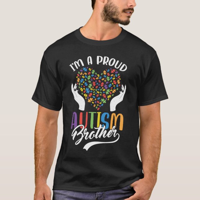 Camiseta Eu sou um orgulhoso irmão Autismo Quebra-cabeça do (Frente)