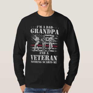 Camiseta Eu Sou Um Pai Avô E Um Veterano Bandeira EUA Dia D