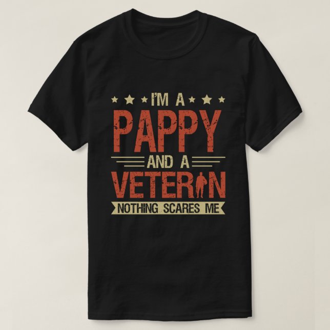 Camiseta Eu sou um PAPAI e um Veterano nada me assusta (Frente do Design)