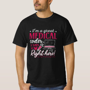 Camiseta Eu sou um programador de código de código médico d