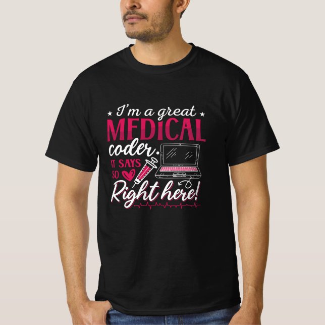 Camiseta Eu sou um programador de código de código médico d (Frente)