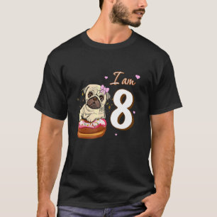 Camiseta Eu Sou um Pug Fofinho e Adorável de 8 Anos de Idad
