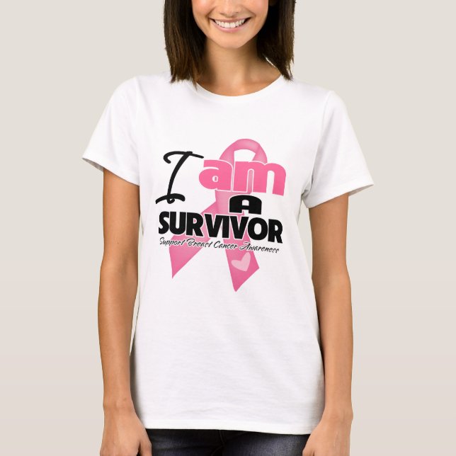 Camiseta Eu sou um sobrevivente do cancro da mama (Frente)