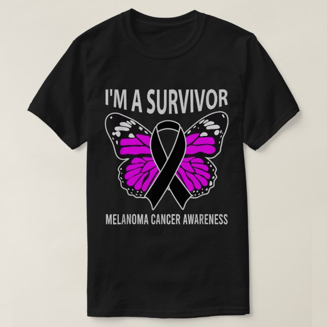 Camiseta Eu Sou Um Sobrevivente Melanoma Sensibilização Do  (Frente do Design)