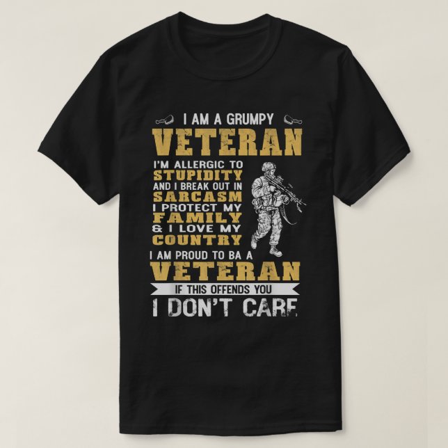 Camiseta Eu Sou Um Veterano Engraçado Orgulhoso De Ser Vete (Frente do Design)