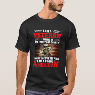 Camiseta Eu Sou Um Veterano Eu Acredito Em Deus Família E P