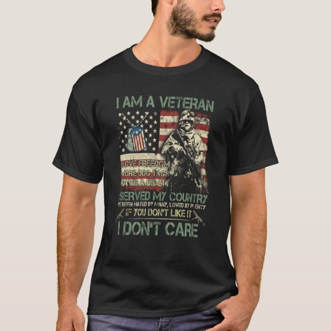 Camiseta Eu Sou Um Veterano Eu Adoro Liberdade Eu Vesti Dog (Frente)