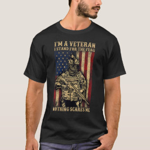 Camiseta Eu Sou Um Veterano Eu Defendo A Bandeira Nada Me A