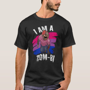 Camiseta Eu sou um Zom Bi Bissexual Zombie preguiçoso Fora