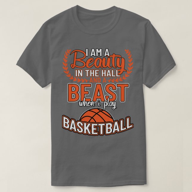 Camiseta Eu Sou Uma Bela No Basquete Da Besta Hall (Frente do Design)