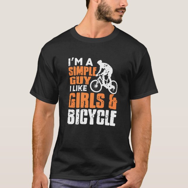 Camiseta Eu sou uma Cara simples Eu gosto de garotas e bici (Frente)