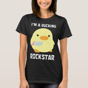 Camiseta Eu Sou Uma Estrela do Rock Pateta Pato Com Faca