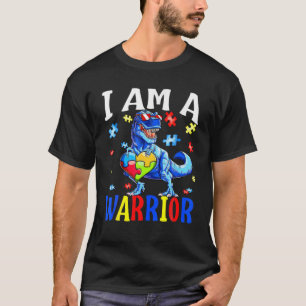 Camiseta Eu Sou Uma Família De Autismo De Guerreiro Dinoss