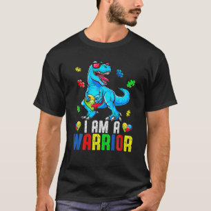 Camiseta Eu Sou Uma Família De Autismo De Guerreiro Dinossa