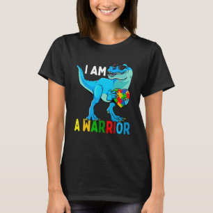 Camiseta Eu Sou Uma Família De Autismo De Guerreiro Dinossa