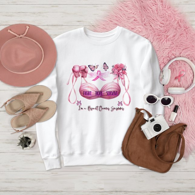 Camiseta Eu sou uma fita rosa de sobrevivência com câncer d (Criador carregado)