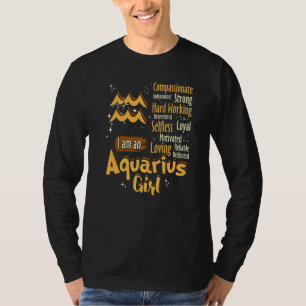 Camiseta Eu Sou Uma Garota Aquária Sinal De Zodíaco Mulhere
