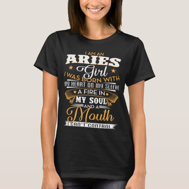 Camiseta Eu Sou Uma Garota De Comida. Símbolo Zodiac Aries (Frente)