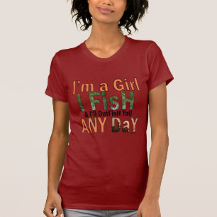 Camiseta Eu sou uma garota e eu sairei peixe você qualquer