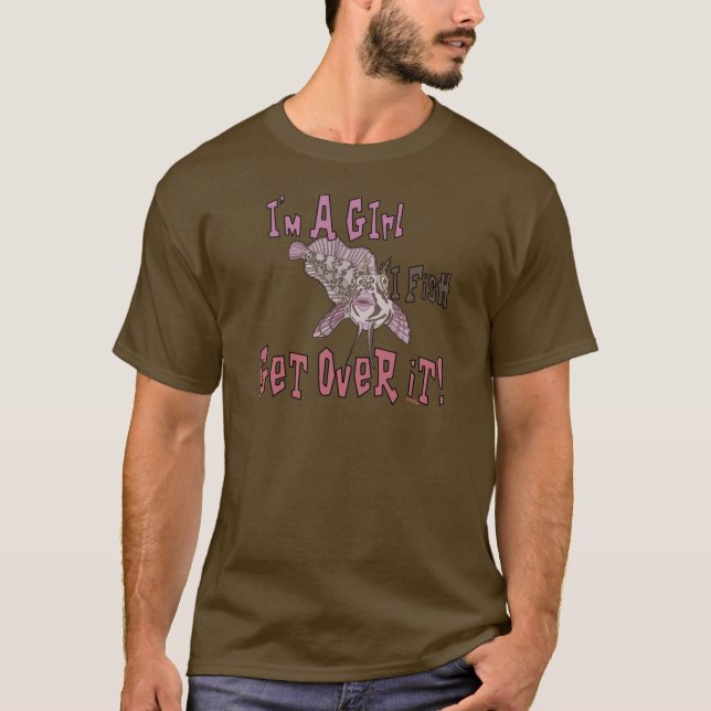 Camiseta Eu sou uma garota que eu peixe supera (Frente)