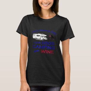 Camiseta Eu sou uma garota simples Eu adoro cães acampando 
