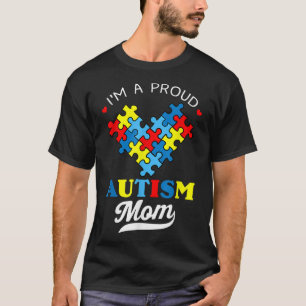 Camiseta Eu sou uma mãe orgulhosa Consciência Autismo Coraç