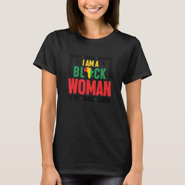 Camiseta Eu Sou Uma Mulher Negra Empoderamento Africano-Ame (Frente)