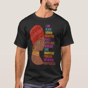Camiseta Eu Sou Uma Mulher Negra Mulher Africana Menina His