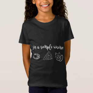 Camiseta Eu sou uma mulher simples Livros de café Cats Cães